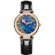 Reef Tiger Automatic Watches Ladies Rose Gold Case Blue Dial Red Real Leather Strap RGA1587-BLL